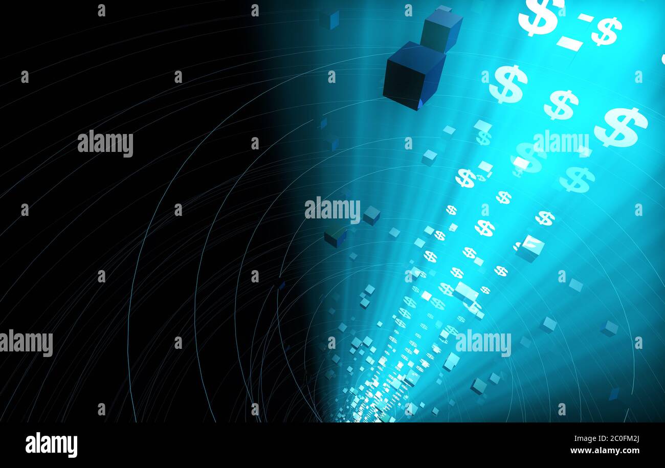 Tecnologia dati Internet, dollari USA, trasmissione di informazioni Foto Stock