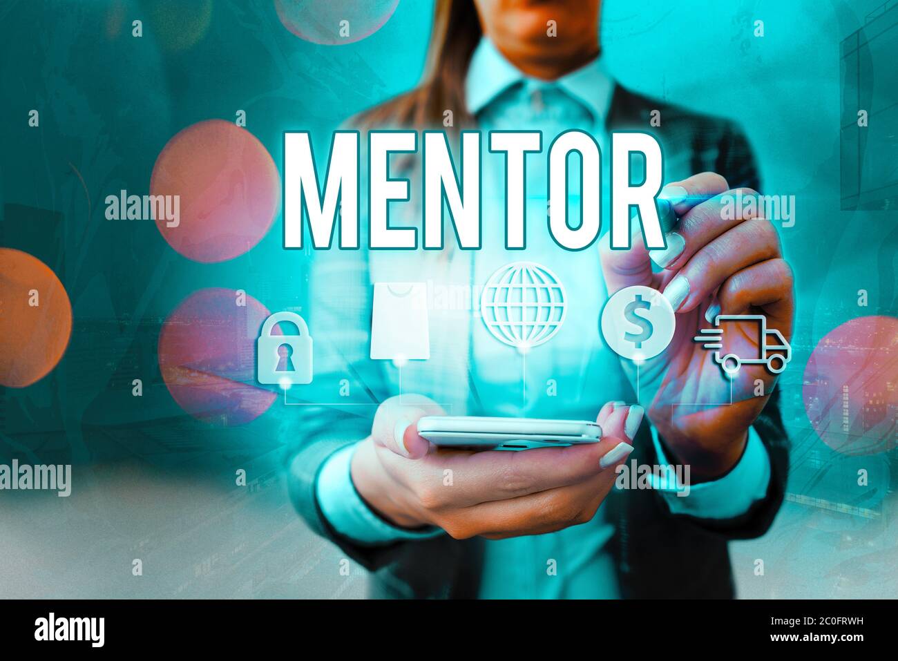 Guida alla scrittura a mano. Foto concettuale un individuo che si allena e guida qualcuno che ha il potenziale Foto Stock