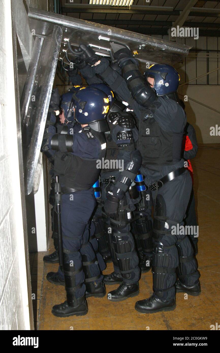 Droghe di polizia raid Foto Stock