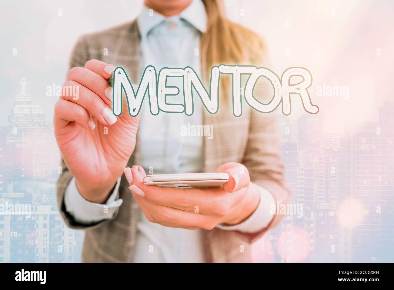 Cartello con la guida. Testo della foto di affari l'individuo che forma e guida qualcuno che ha il potenziale Foto Stock