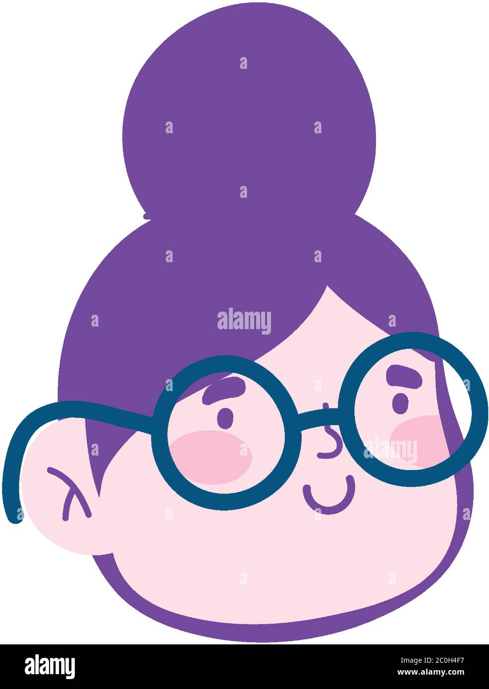 donna con occhiali faccia cartone animato personaggio isolato icona disegno bianco sfondo illustrazione vettoriale Illustrazione Vettoriale