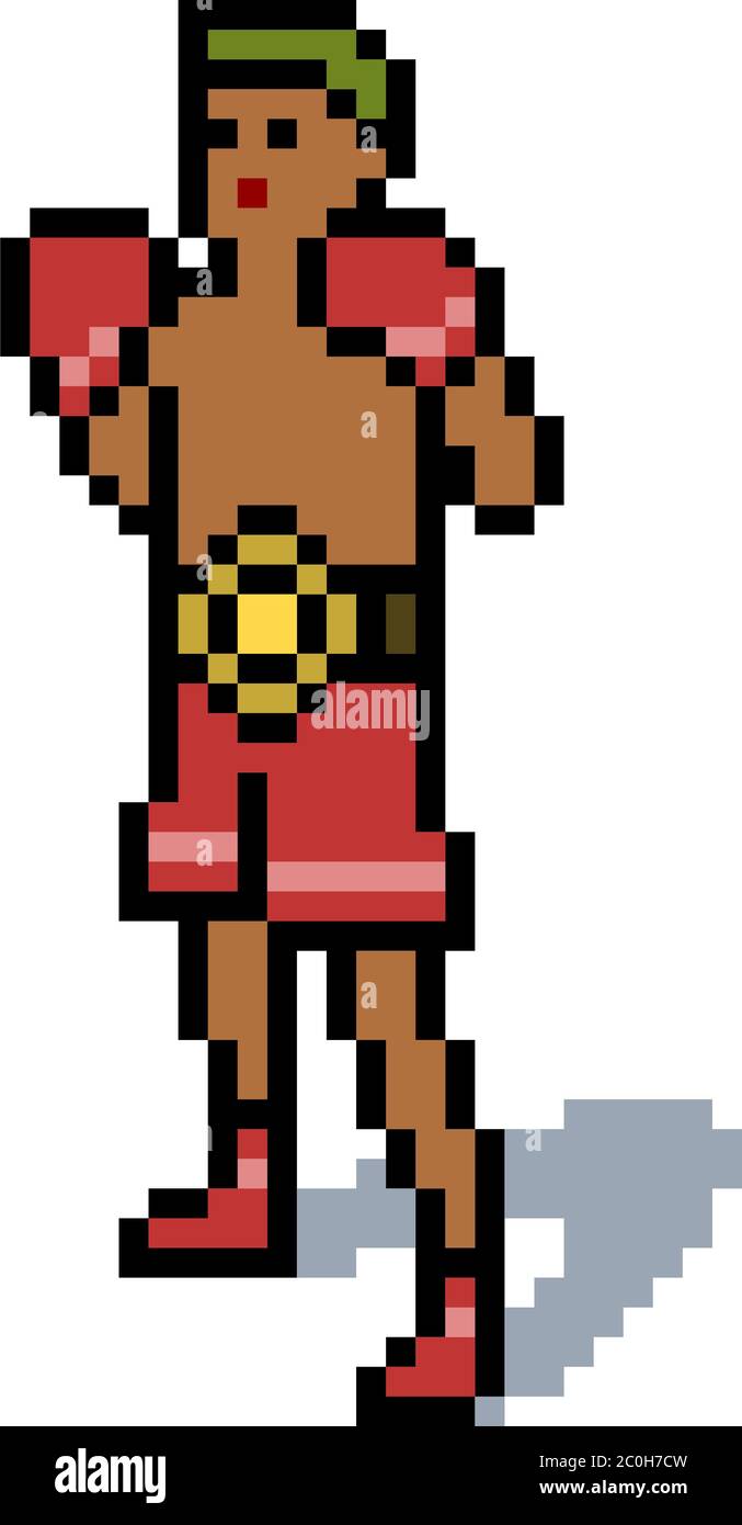 vettore pixel art muay thai boxing cartoon isolato Illustrazione Vettoriale