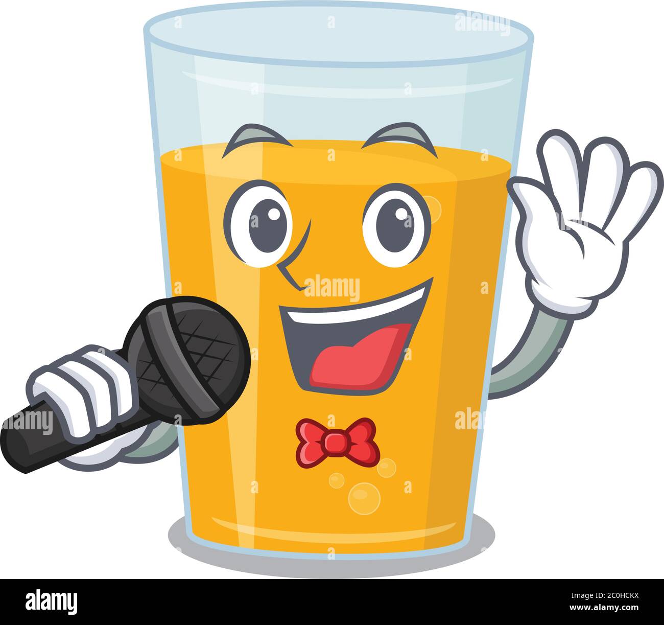 cartoon personaggio di bicchiere di succo d'arancia cantare una canzone con  un microfono Immagine e Vettoriale - Alamy