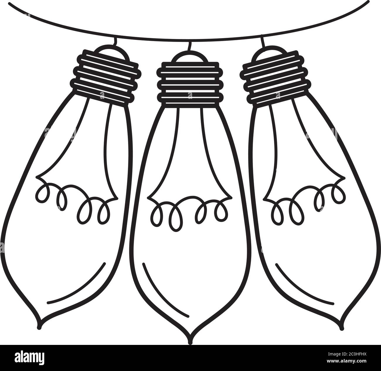 lampade a sospensione, lampadina elettrica, metafora eco idea, illustrazione vettoriale a linee isolate Illustrazione Vettoriale lampade a sospensione, lampadina elettrica, metafora eco idea, illustrazione vettoriale a linee isolate Illustrazione Vettoriale
