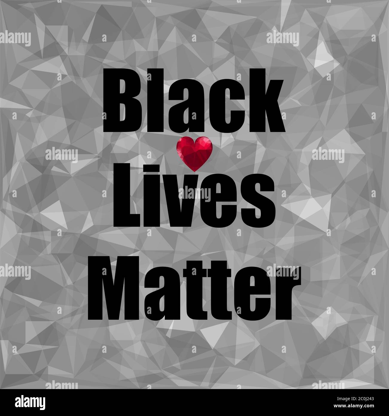 Black Lives Matter Banner con Red Blob per protesta su sfondo grigio Foto Stock