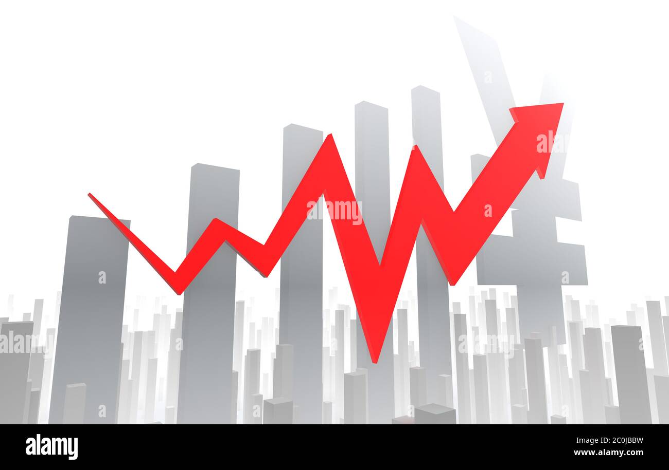 Freccia di successo della carriera con simbolo del renminbi Foto Stock