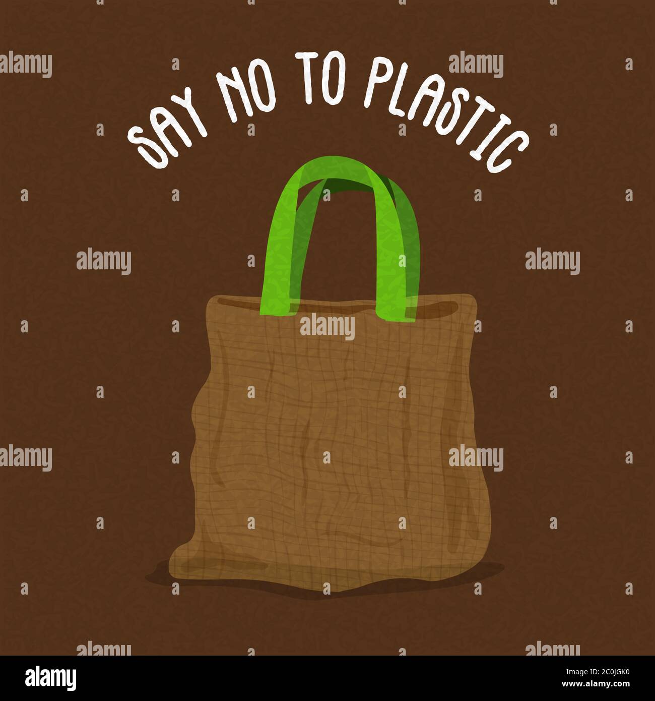 Dire no all'illustrazione in plastica per l'uso di sacchetti di carta in shopping d'affari. Etichetta della campagna ambientale o design ecocompatibile. Illustrazione Vettoriale
