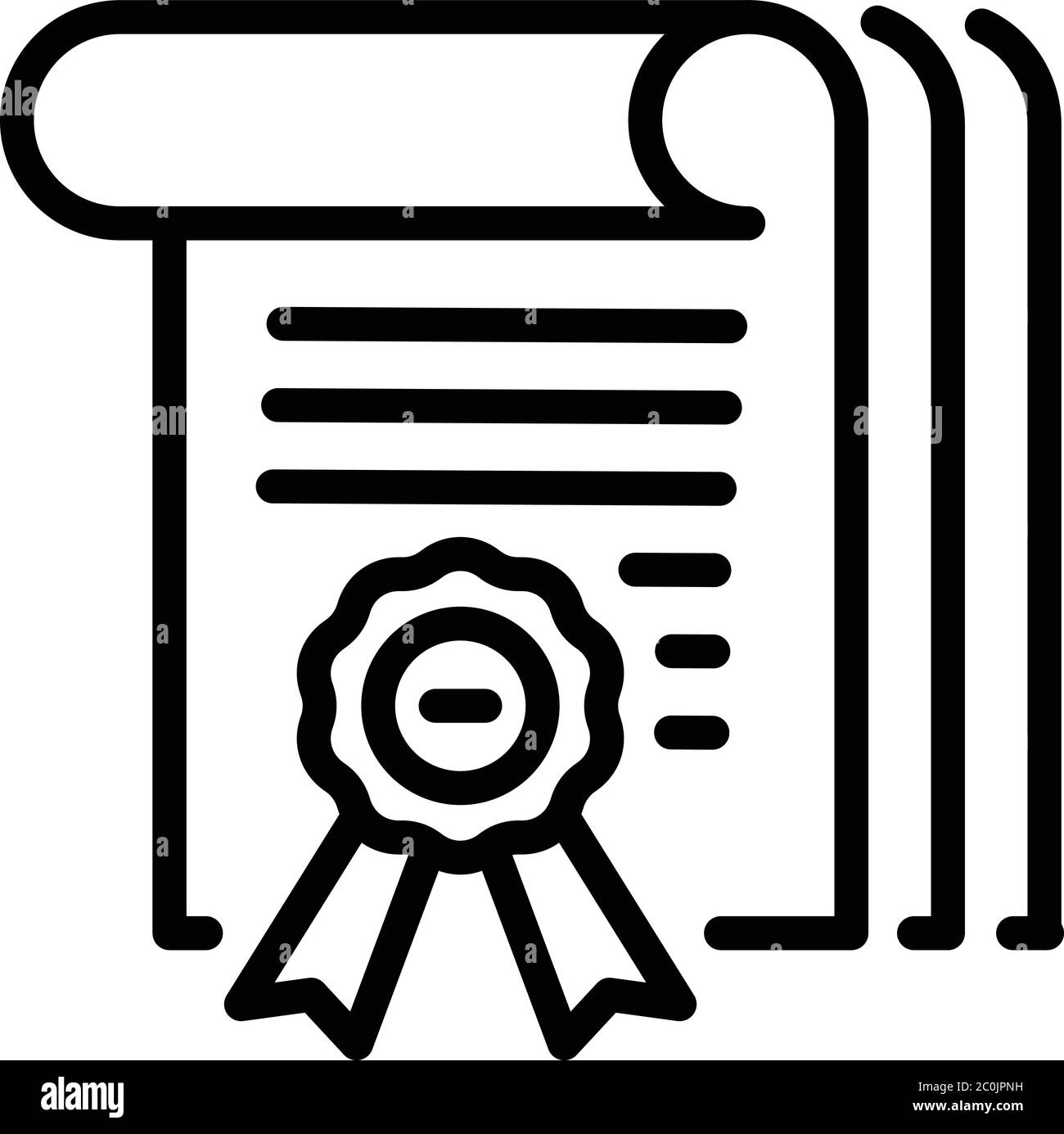Simbolo del sigillo del certificato, stile del contorno Illustrazione Vettoriale