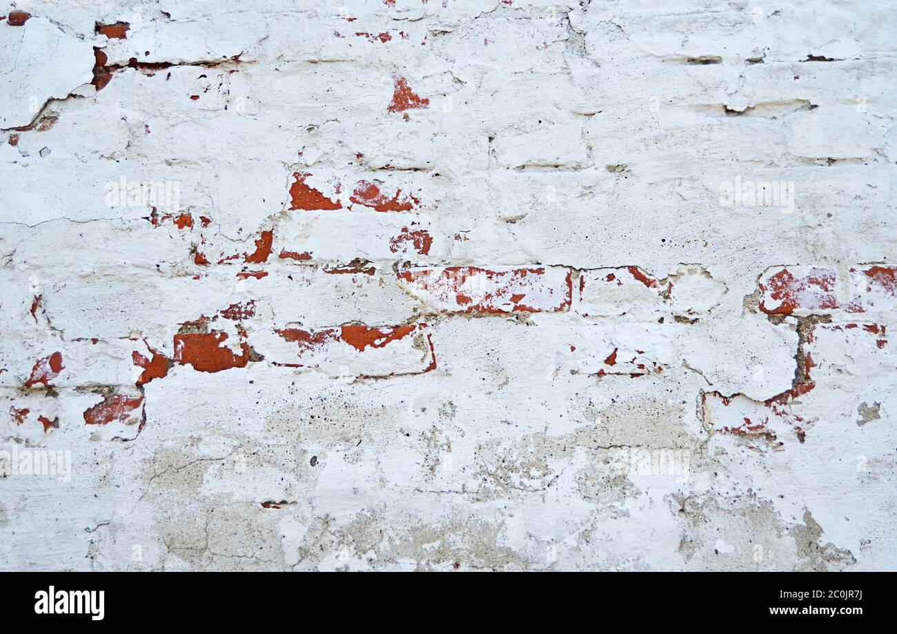 Muro di mattoni con bianco bianco lavaggio primo piano Foto Stock