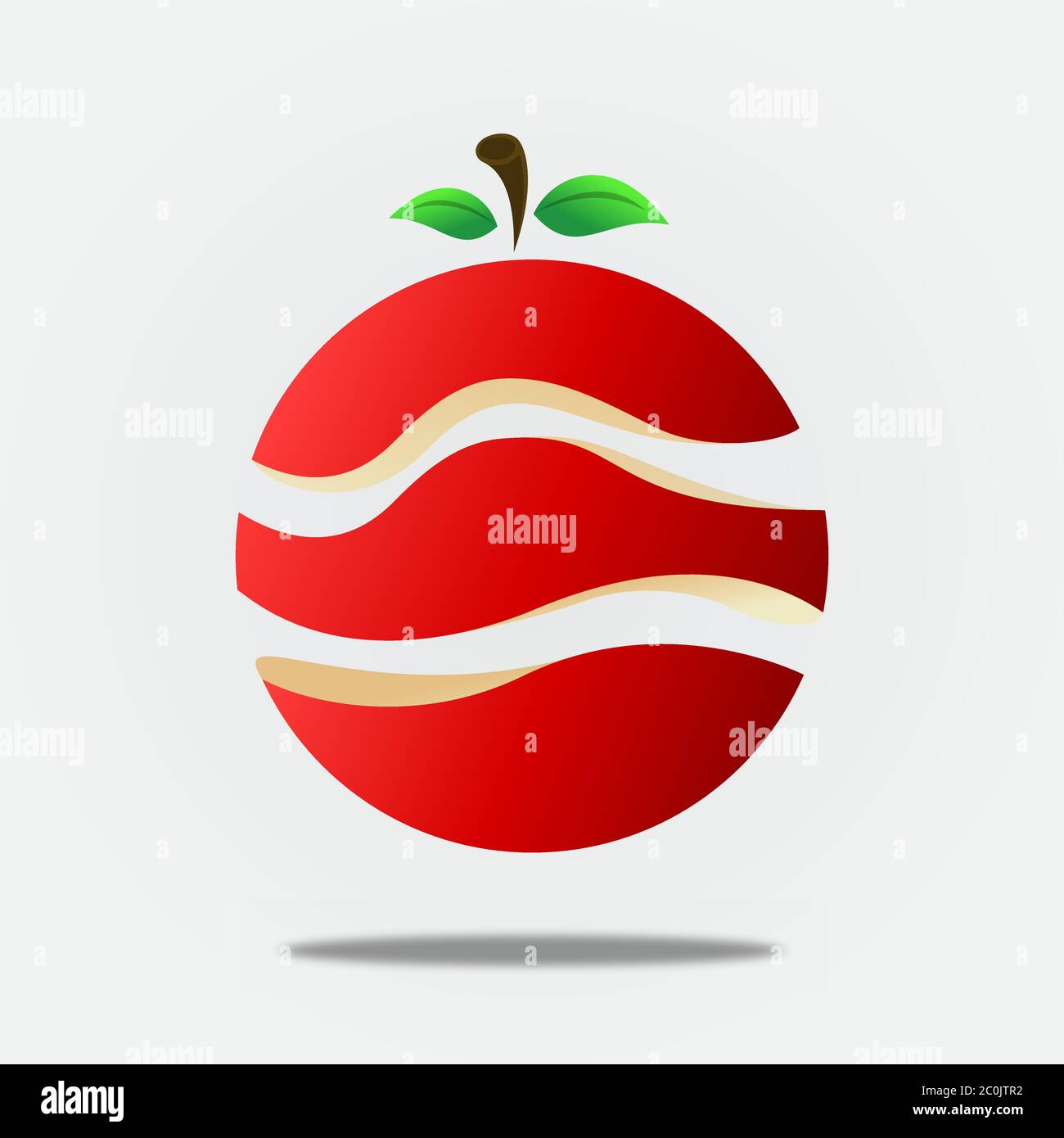 Colorato rosso frutta di mela a fette cerchio su sfondo bianco isolato. Illustrazione di cibo naturale fresco per una dieta vegetariana sana o prodotto organico co Illustrazione Vettoriale