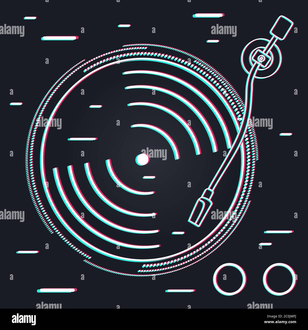Illustrazione astratta del lettore CD in vinile in stile olografico per il concetto di tecnologia o musica digitale. Illustrazione Vettoriale
