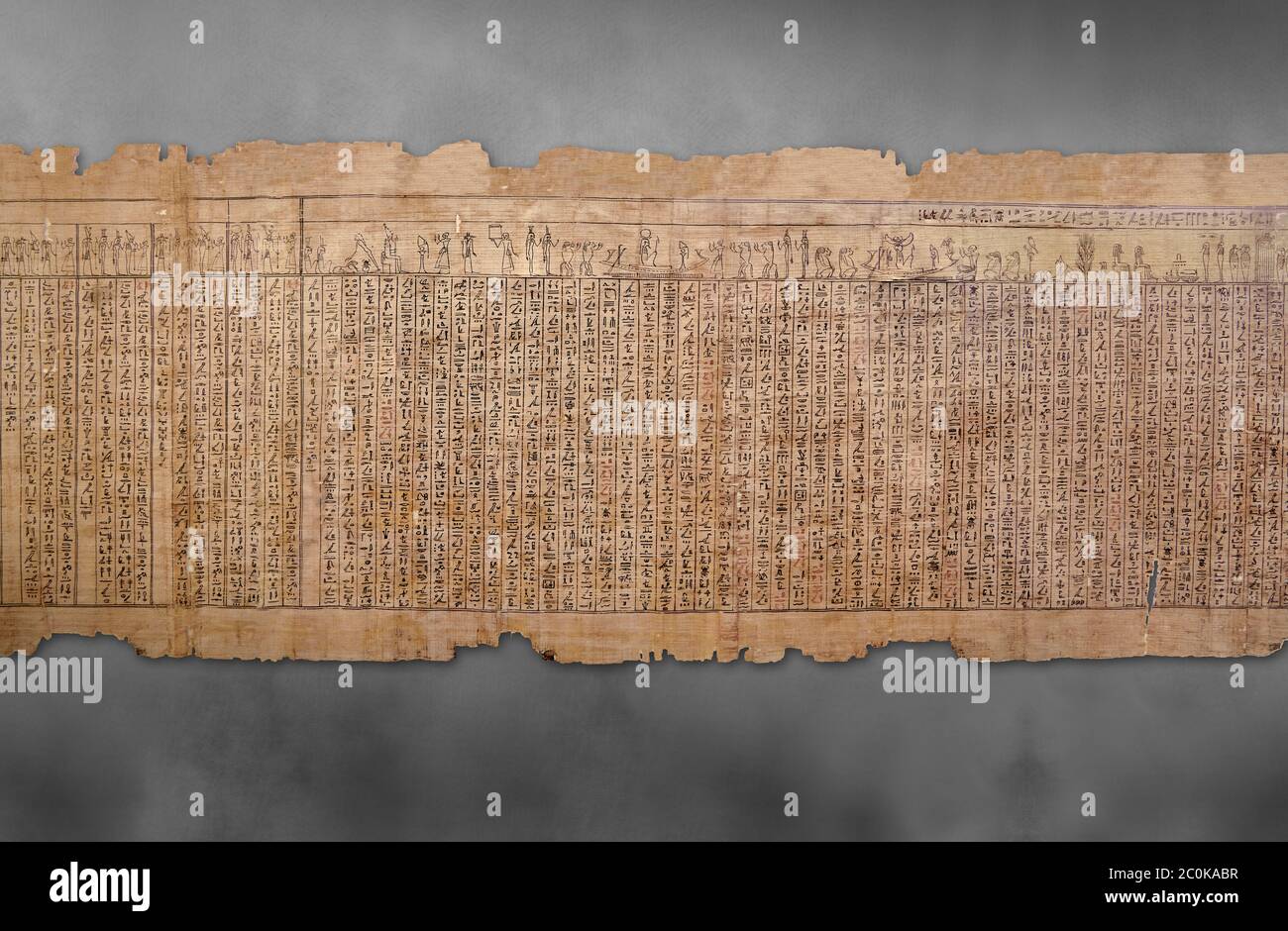 Ancientt Libro Egiziano del papiro morto - Spell 17 sul Dio Atum, Libro dei morti di Iufankh, periodo tolemaico (332 a.C.).Museo Egizio di Torino Foto Stock