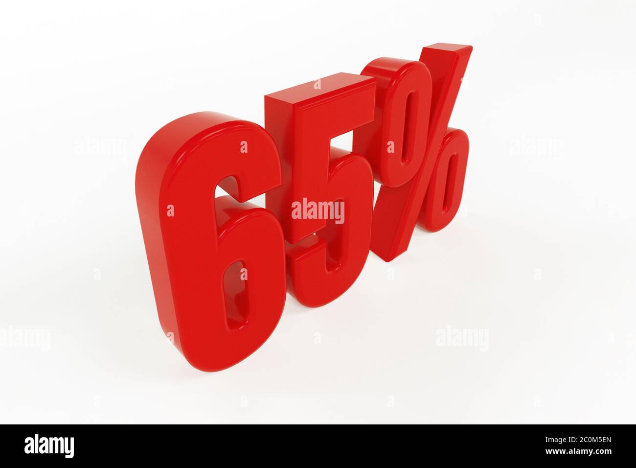 Rendering 3D di un simbolo del sessantacinque percento su sfondo bianco Foto Stock