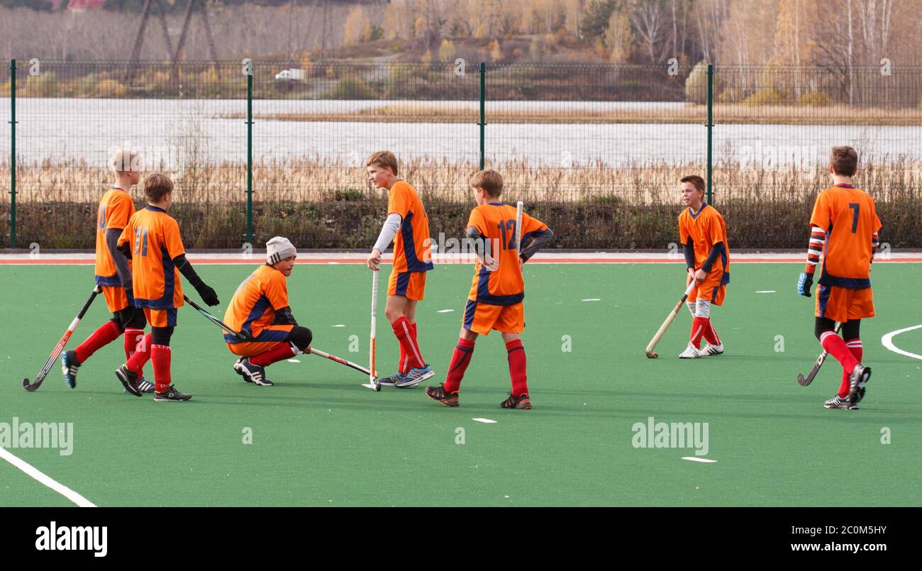 La gioventù Campo di hockey la concorrenza Foto Stock