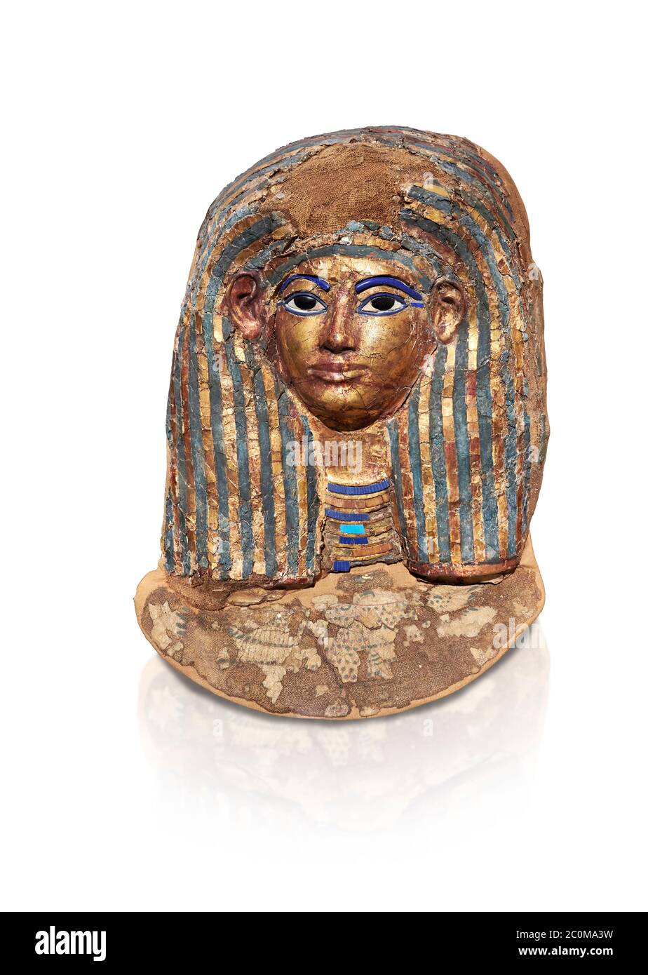 Antica maschera funeraria egiziana di Merit - tomba di Kha, Tomba di Tebano 8 , metà XVIII dinastia (1550-1292 a.C.), Museo Egizio di Torino Foto Stock
