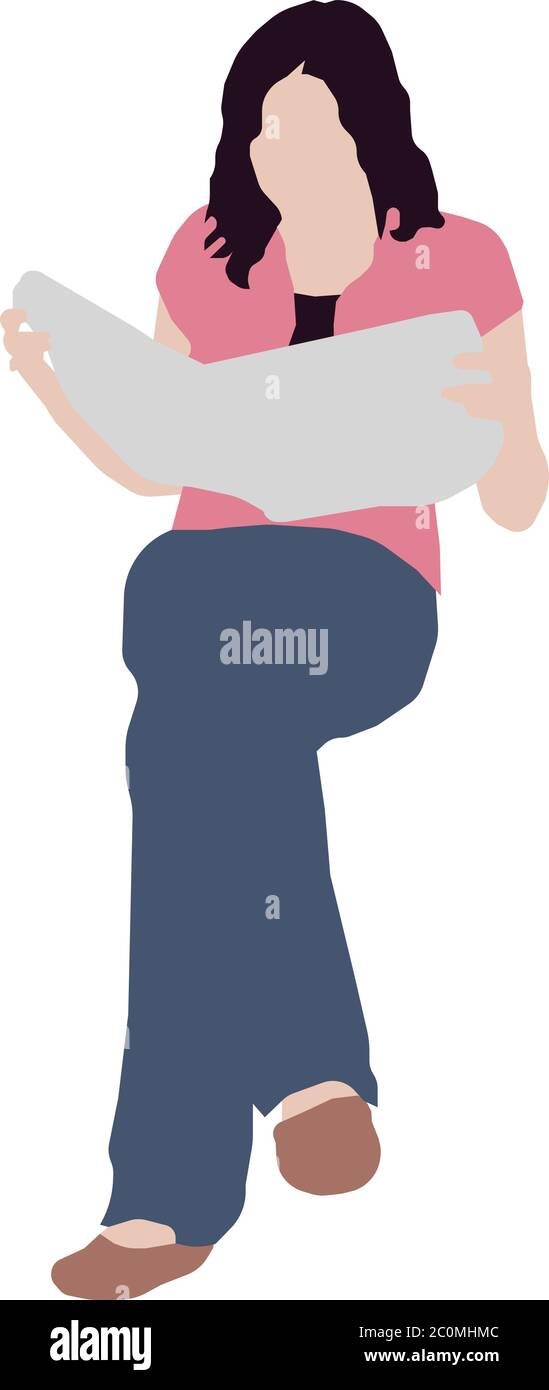 Figura vettoriale piatta della persona seduta femminile Illustrazione Vettoriale