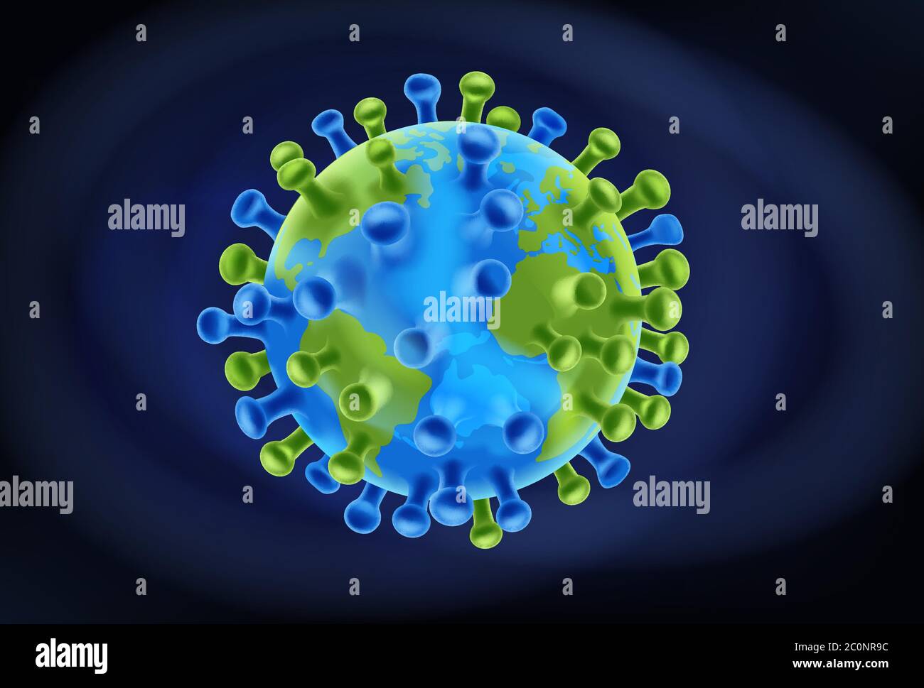 Coronavirus Virus Cell Global Pandemic World Illustrazione Vettoriale