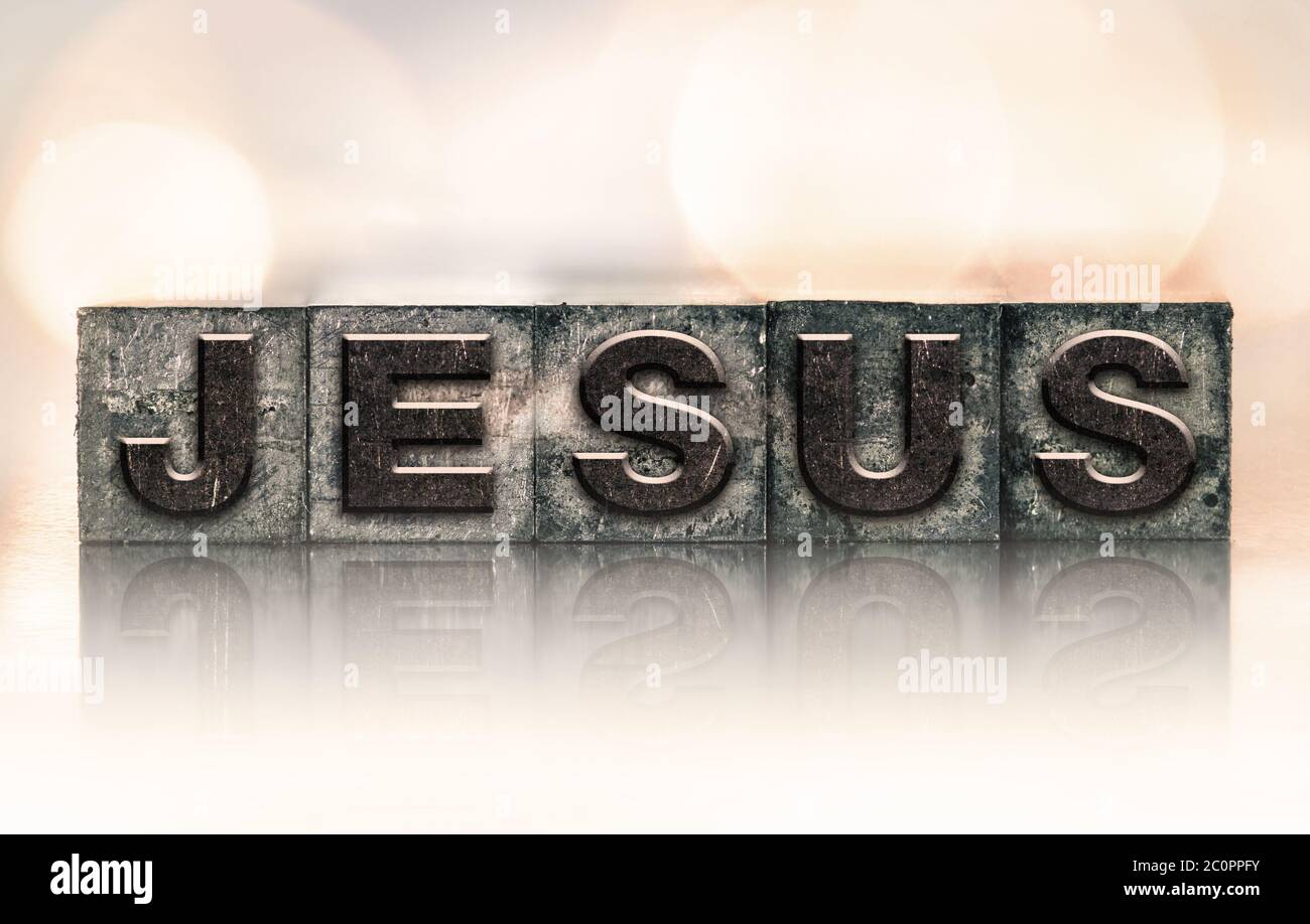Jesus Concept tipo di Letterpress vintage Foto Stock