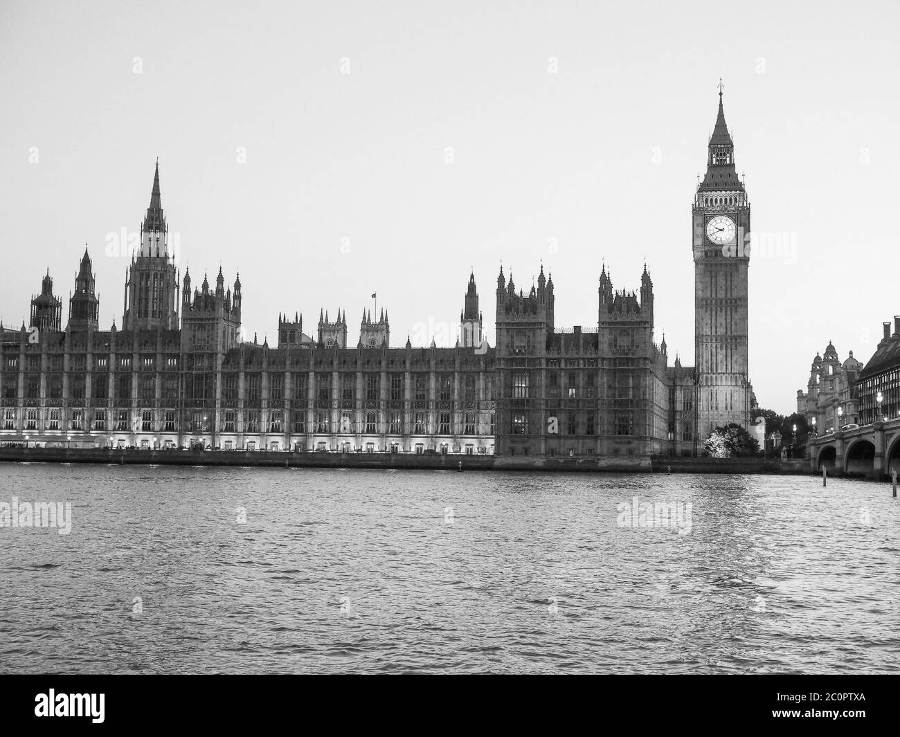 In bianco e nero gli edifici del Parlamento a Londra Foto Stock