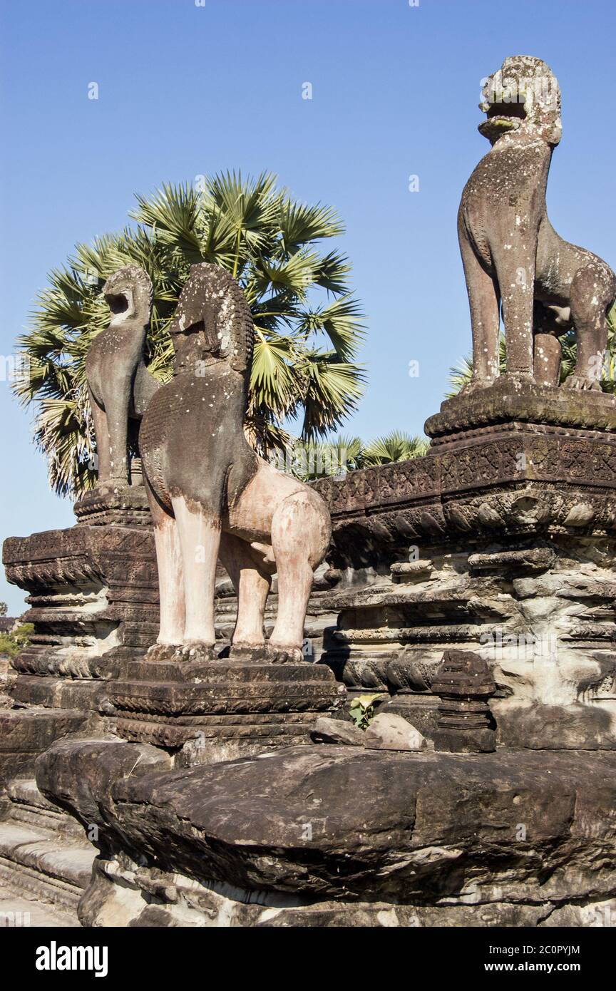 Lato meridionale della Terrazza d'onore al Tempio di Angkor Wat, Siem Reap, Cambogia. Foto Stock