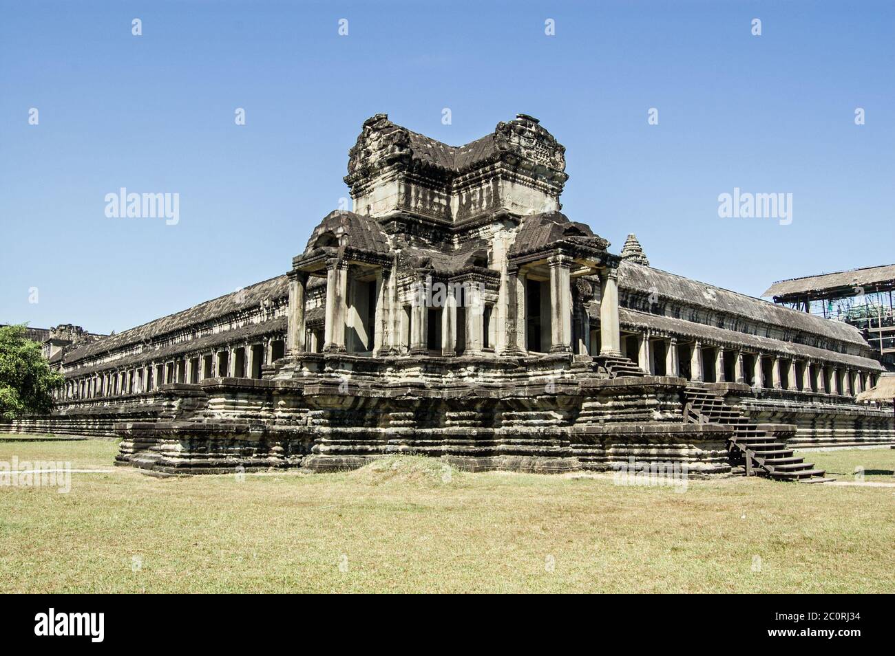 Vista dell'antico tempio Khmer di Angkor Wat, Siem Reap, Cambogia. Foto Stock