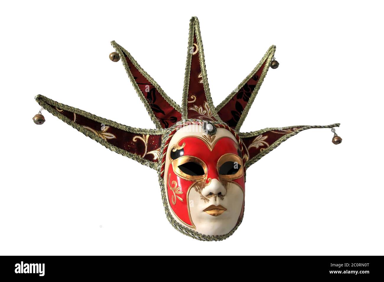 Maschera veneziana tradizionale isolata su sfondo bianco Foto Stock