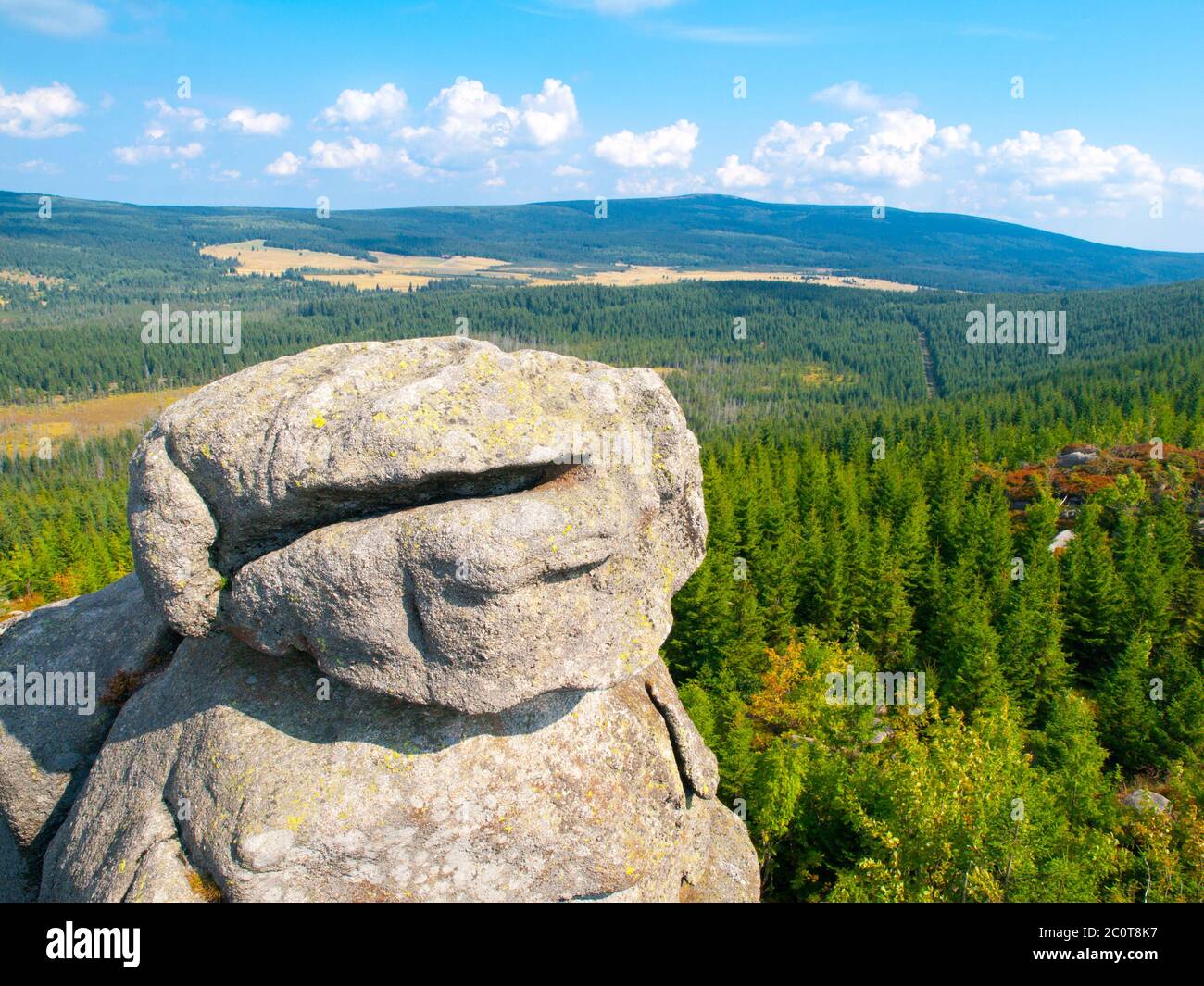 Granito roccia formazione Pytlacke Kameny in Jizera Montagne, Repubblica Ceca. Foto Stock