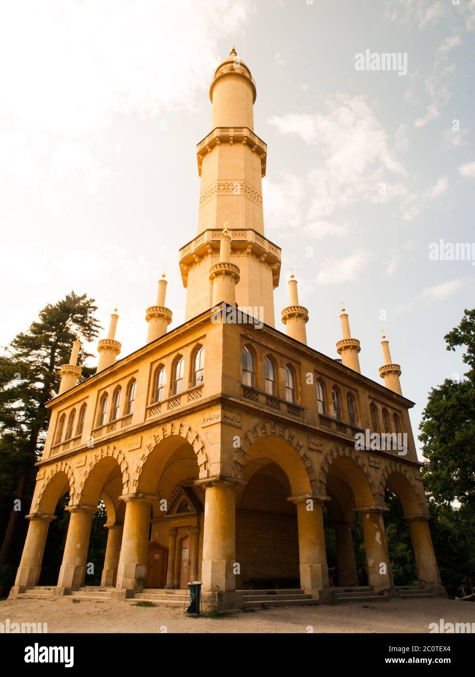 Minareto nel parco di Lednice, Lednice-Valtice paesaggio culturale, Repubblica Ceca Foto Stock