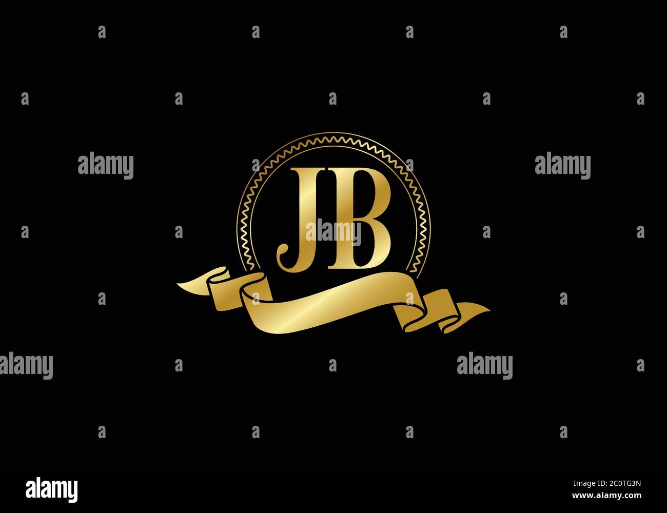 Modello vettoriale del disegno del logo J B della lettera iniziale del monogramma. Design con logo JB Letter Illustrazione Vettoriale