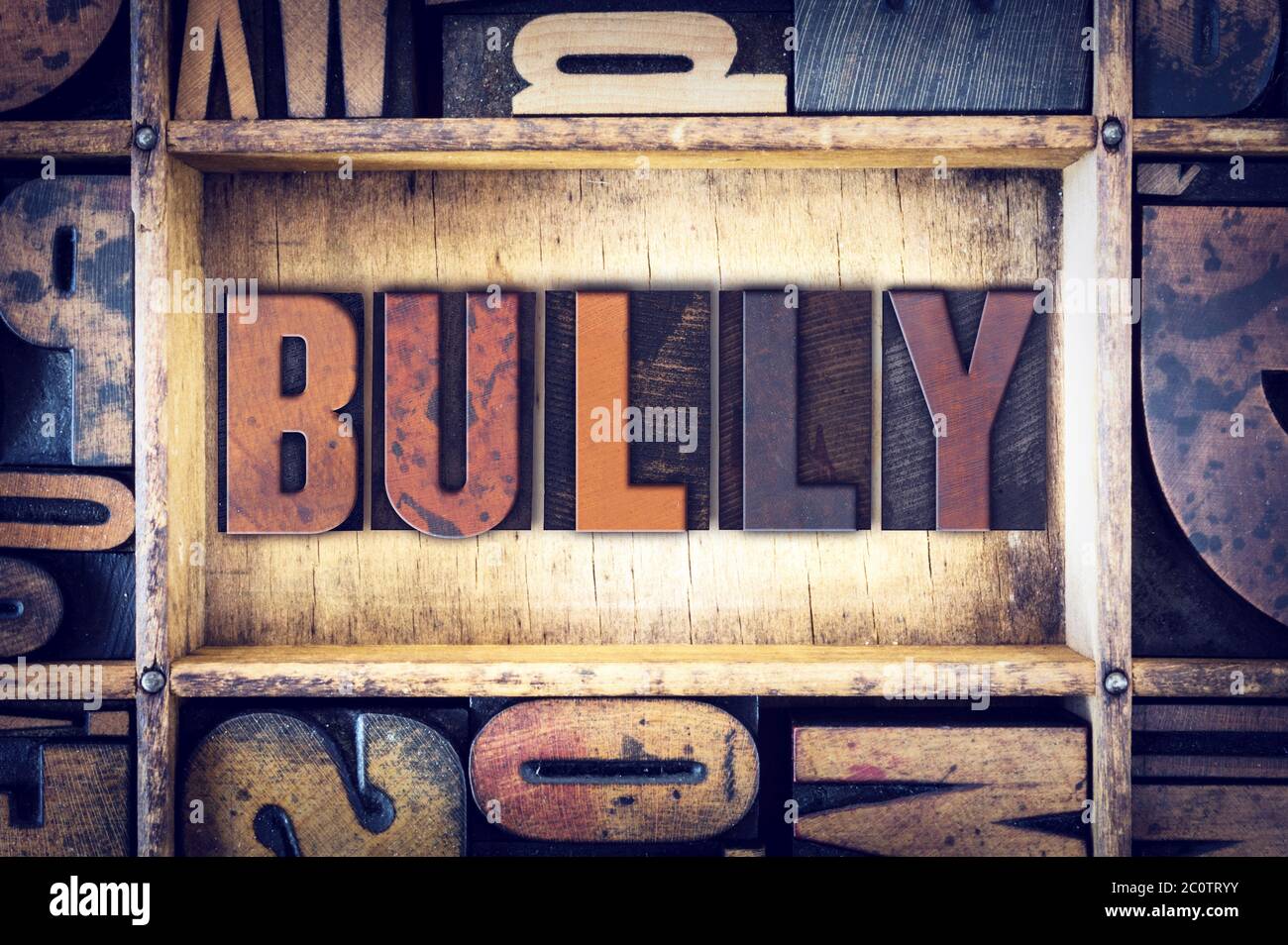 Tipo di Letterpress Bully Concept Foto Stock