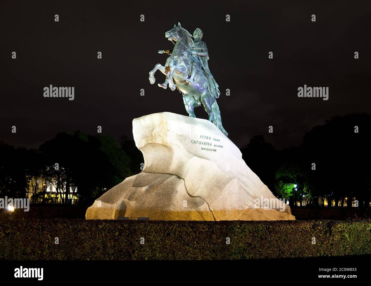 Pietroburgo. Monumento allo zar Pietro 1, Horseman bronzo. Foto Stock