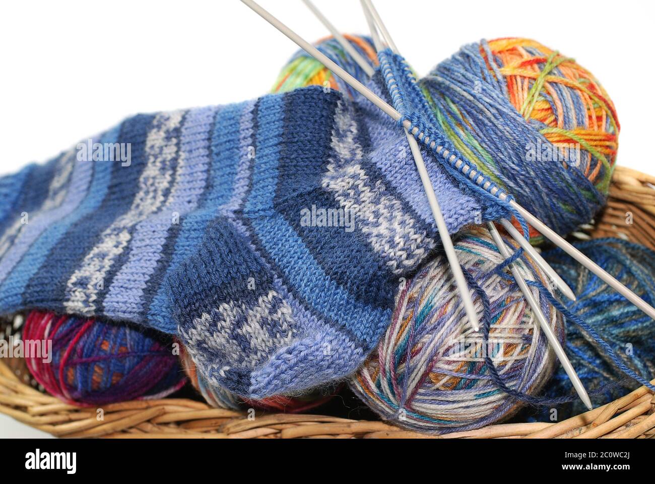 Calze selbstgestrickte Foto Stock