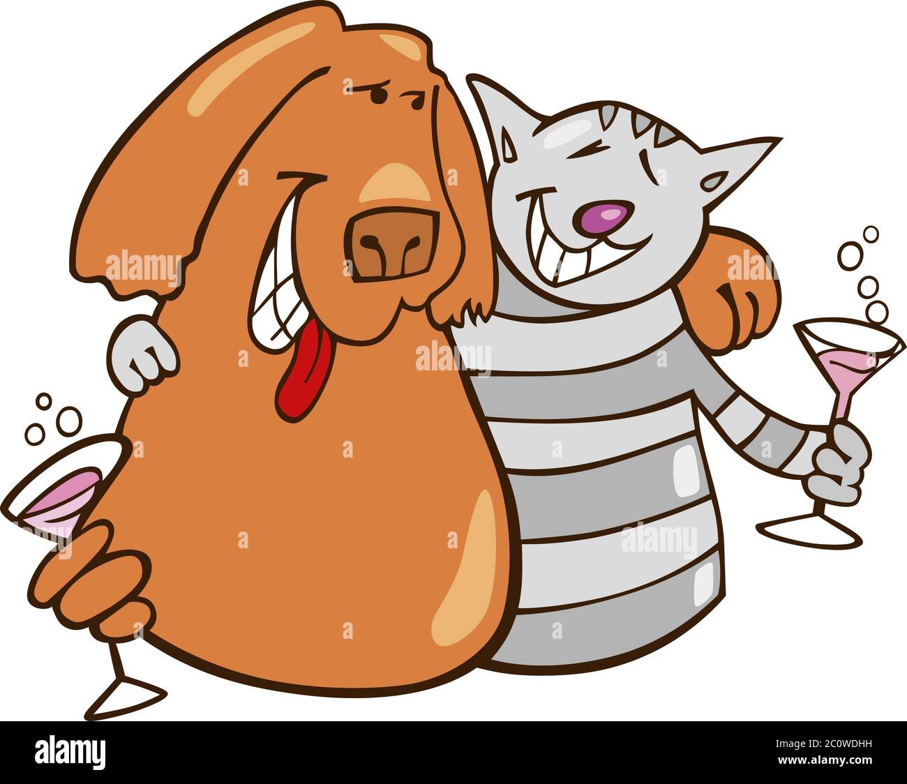 Cane illustrazione funny cartoon pussycat cat gatto domestico fumetti ridere Foto Stock