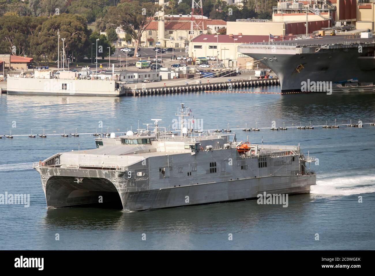 T-EPF-9 USNS Città di Bismarck Classe Spearhead militare Sealift nave di comando della Marina degli Stati Uniti alla base navale di San Diego Ottobre 2019 Foto Stock