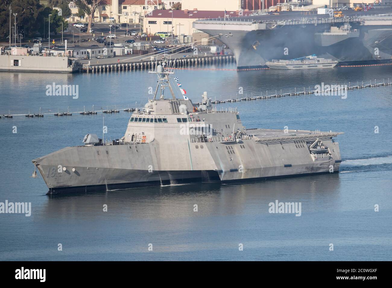 LCS-18 nave da combattimento Littoral della marina degli Stati Uniti presso la base navale di San Diego, ottobre 2019 Foto Stock