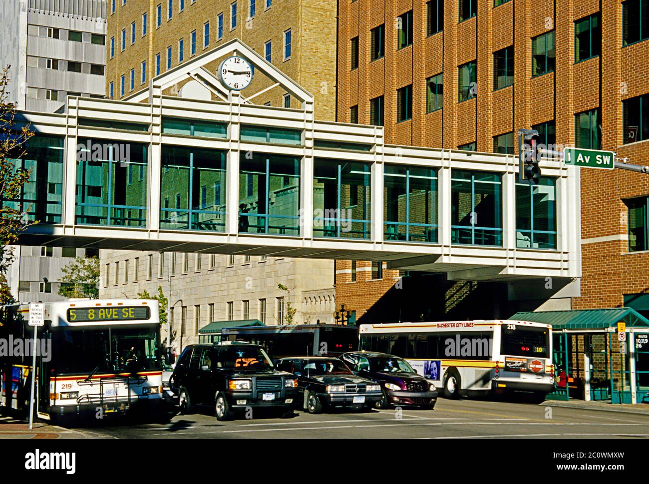 Skyway Bridge, 2nd Street, Rochester, Minnesota, Stati Uniti Foto Stock