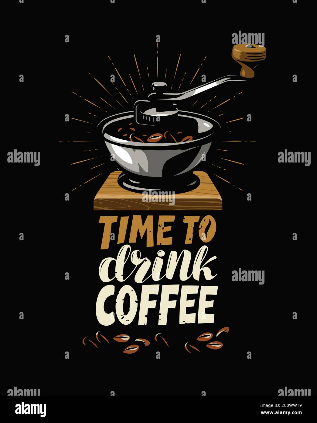 Macinacaffè retro. Poster per caffè o ristorante illustrazione vettoriale Illustrazione Vettoriale