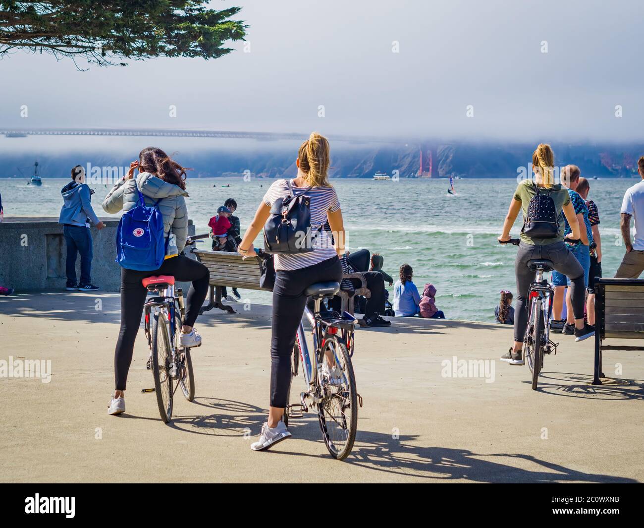 San Francisco, California - Agosto 2019: Il quartiere Marina, la spiaggia e il porto, delimitato da Van Ness Avenue, il Parco Nazionale Presidio, Lombard St Foto Stock