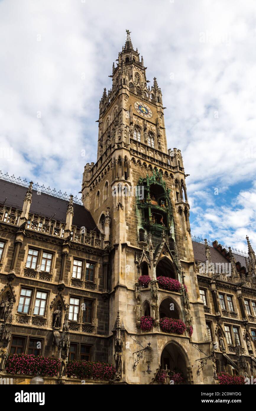 Marienplatz municipio di Monaco Foto Stock