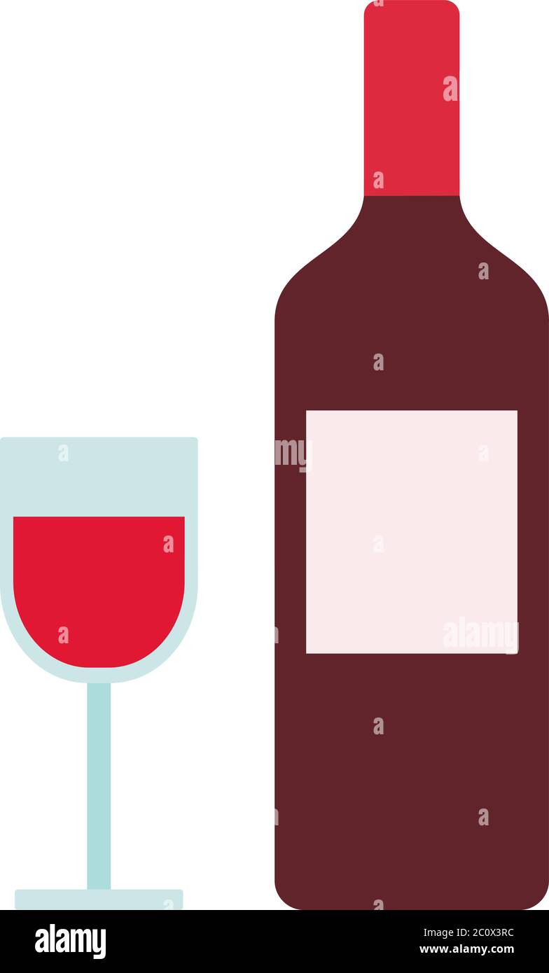 Bottiglia e bicchiere di vino rosso icona vettore isolato Illustrazione Vettoriale