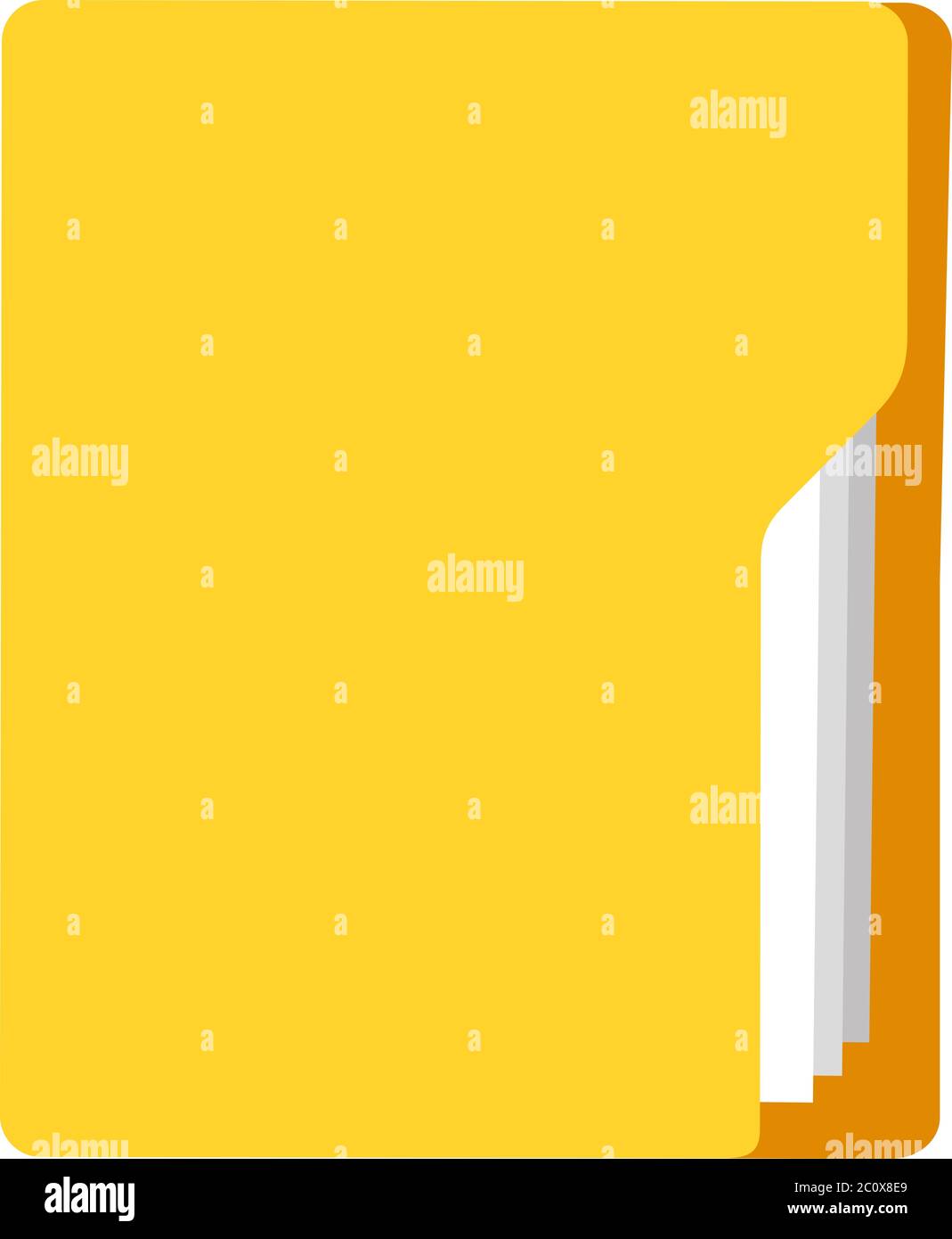 Blocco note in plastica gialla coperchio vettore icona piatta isolato Illustrazione Vettoriale