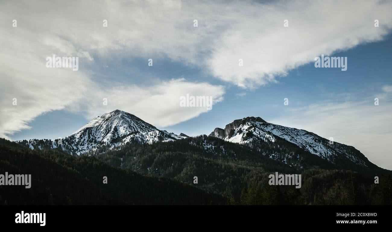 Vista panoramica sulla catena montuosa del Karwendel a Tirol, Austria Foto Stock