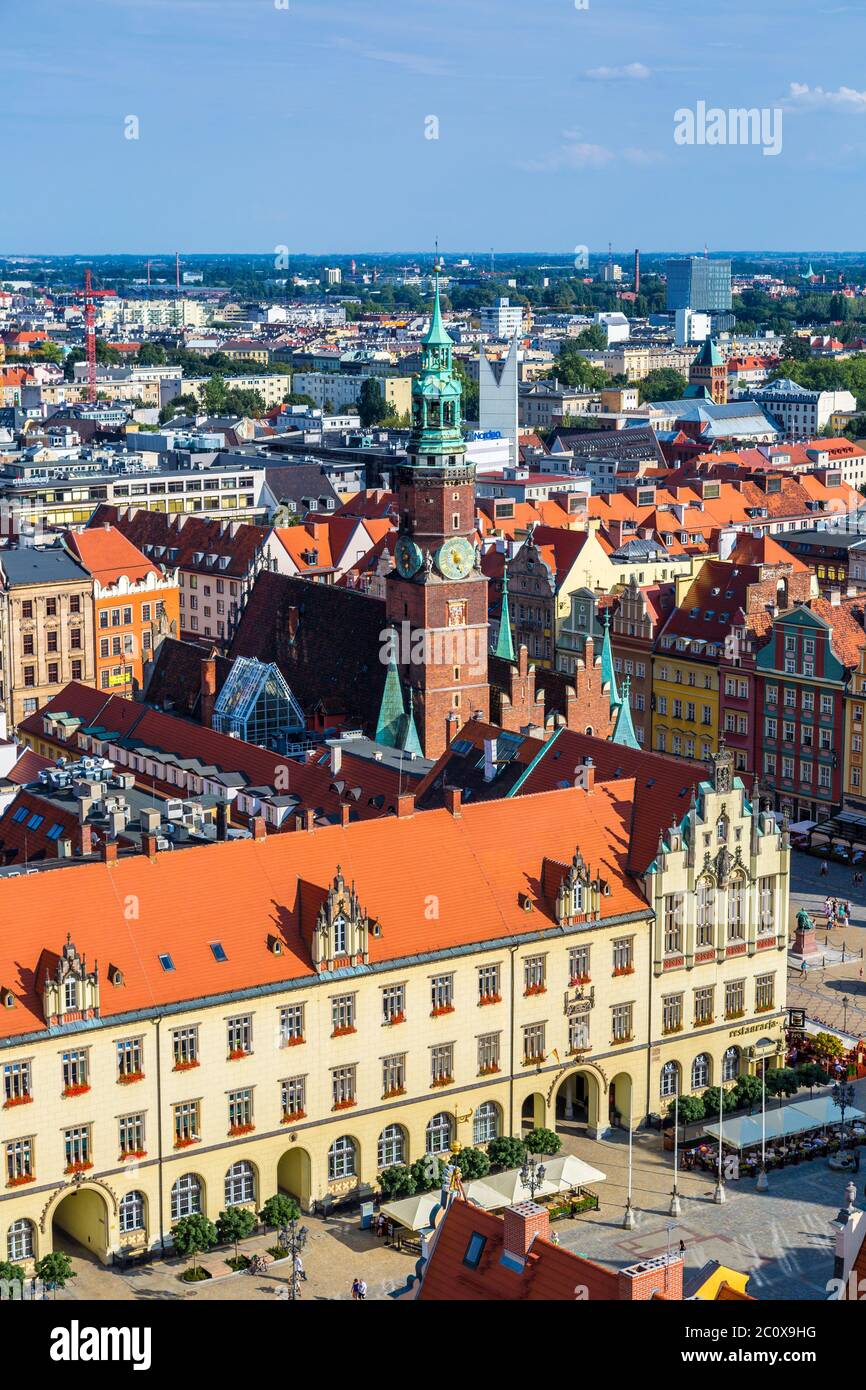 La piazza del mercato di Wroclaw Foto Stock