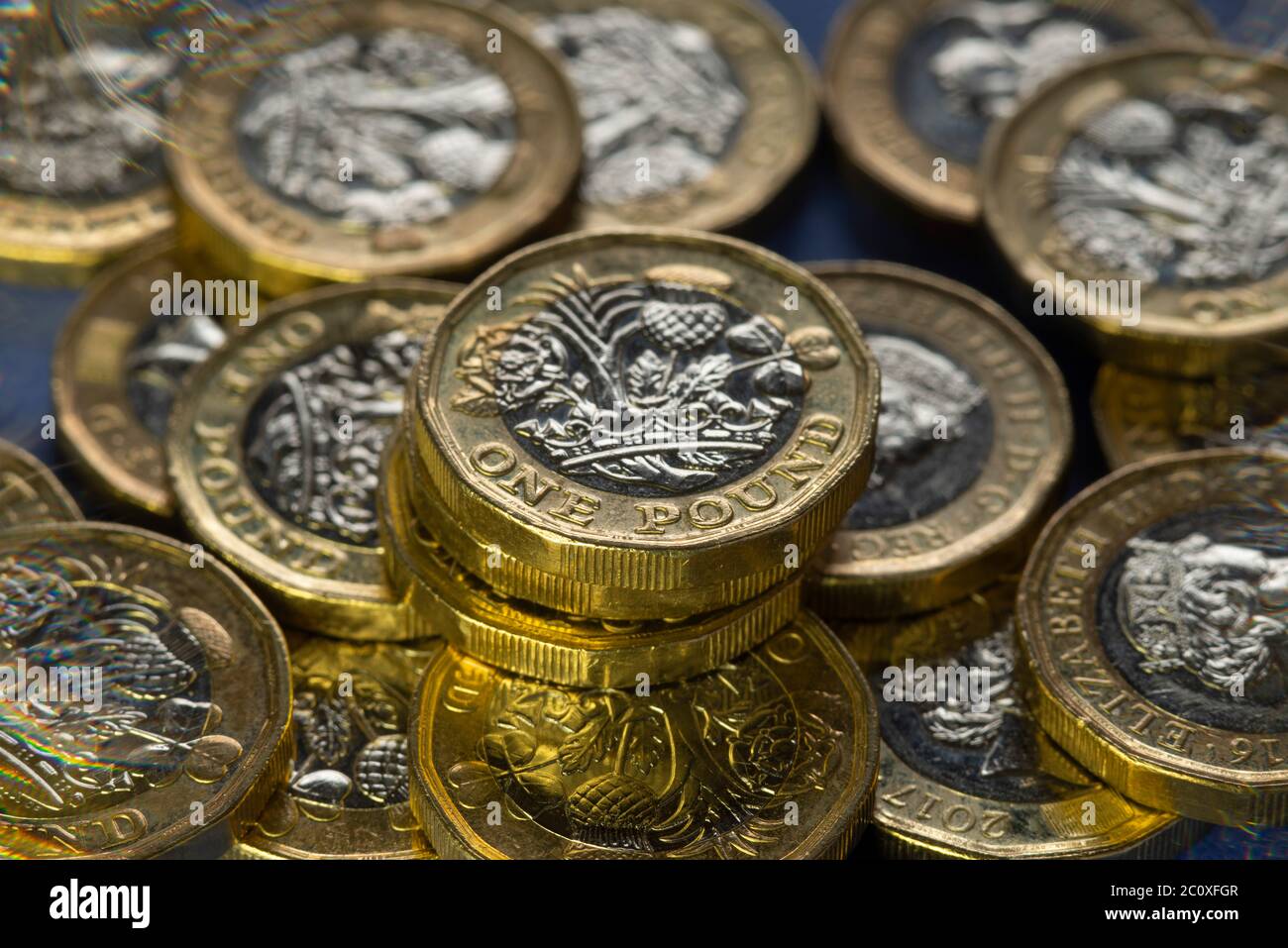 Monete da sterline britanniche (GBP) Foto Stock