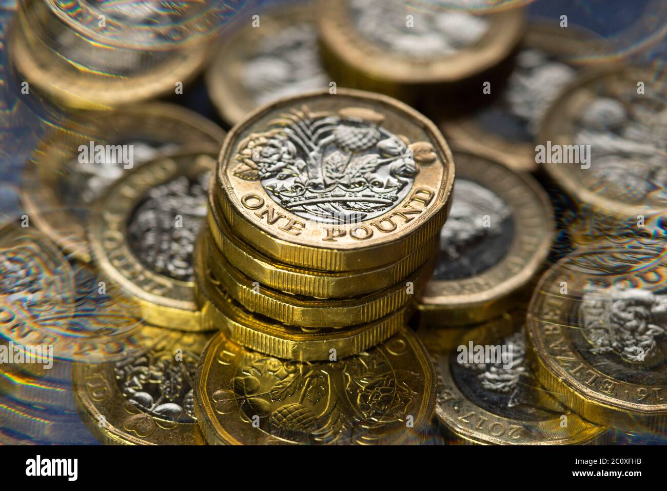 Monete da sterline britanniche (GBP) Foto Stock