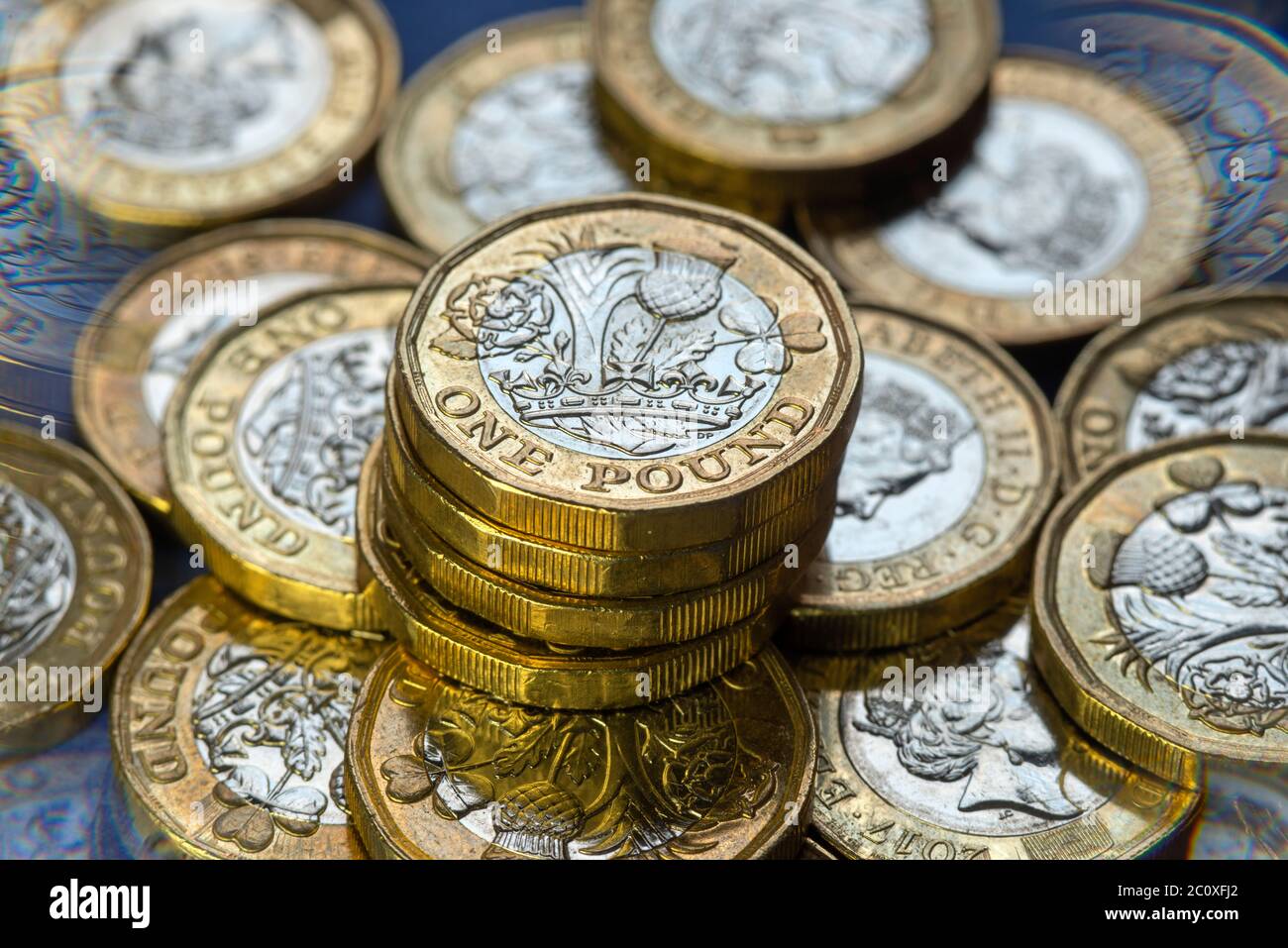 Monete da sterline britanniche (GBP) Foto Stock