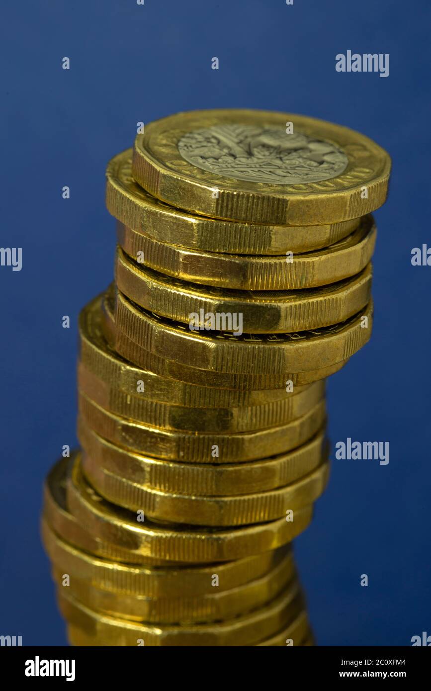 Monete da sterline britanniche (GBP) Foto Stock