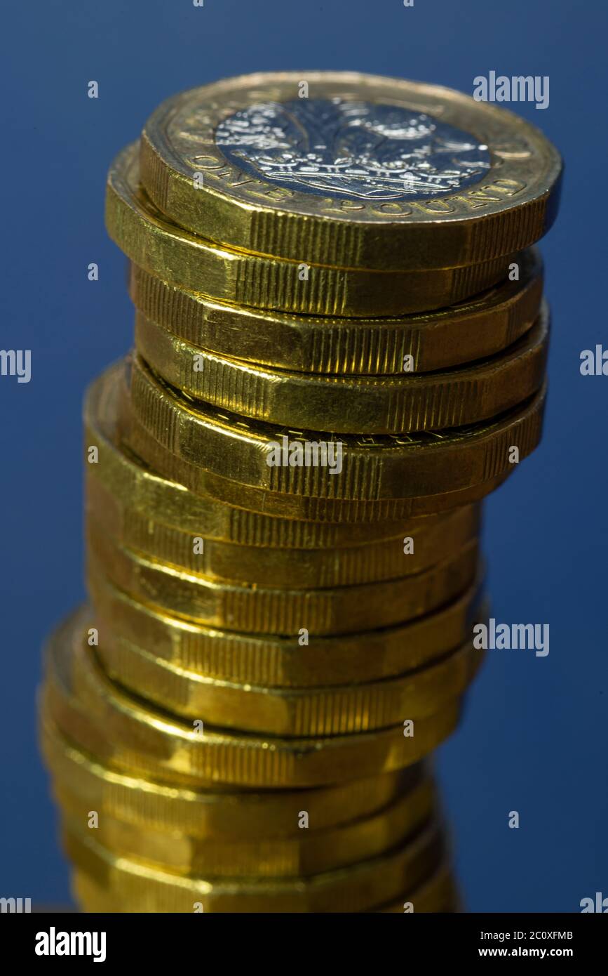Monete da sterline britanniche (GBP) Foto Stock