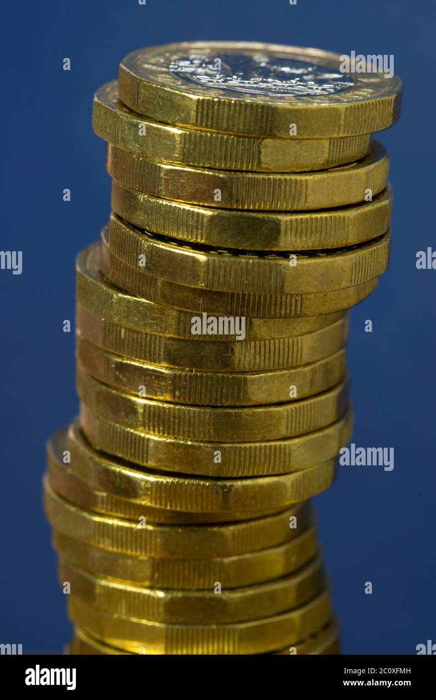 Monete da sterline britanniche (GBP) Foto Stock