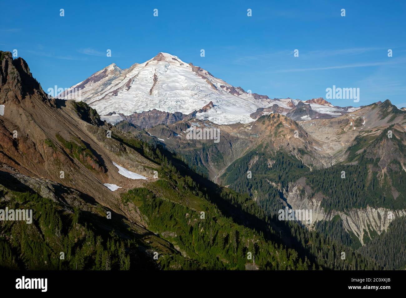 WA16715-00...WASHINGTON - primo monring light sul Monte Baker nella zona di Mount Baker Wilderness del Monte Baker - Snqualmie National Forest. Foto Stock